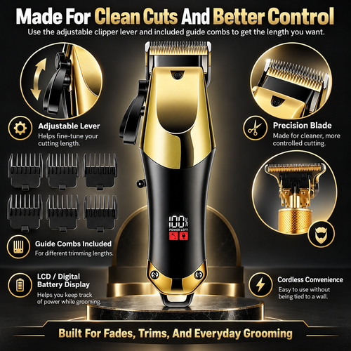 3-Piece Hair Clipper Kit for Men - Cut, Line Up & Shave at Home