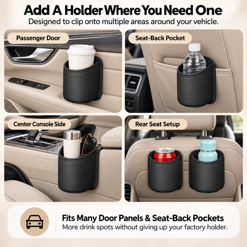 Clip-On Car Cup Holder Pouch