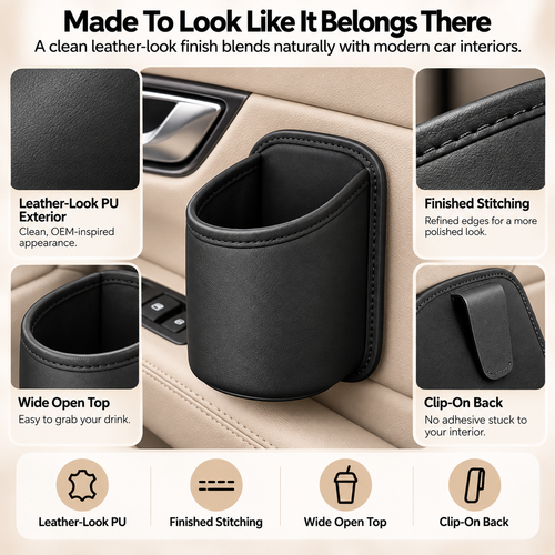 Clip-On Car Cup Holder Pouch