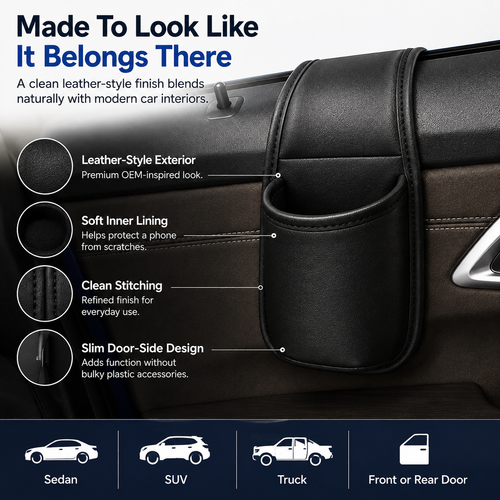 Leather Car Door Storage Pocket