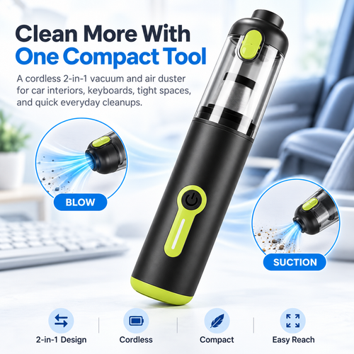 2-in-1 Cordless Car Vacuum & Air Duster