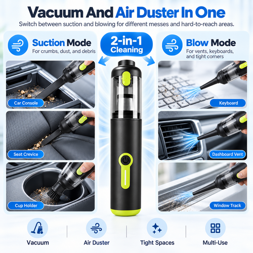 2-in-1 Cordless Car Vacuum & Air Duster
