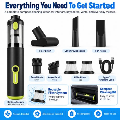 2-in-1 Cordless Car Vacuum & Air Duster