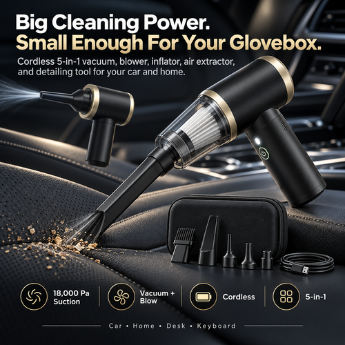 Cordless Car Vacuum & Blower: 18,000 Pa Professional Suction