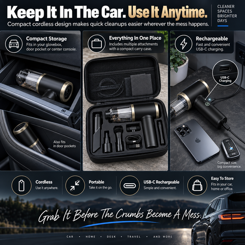 Cordless Car Vacuum & Blower: 18,000 Pa Professional Suction