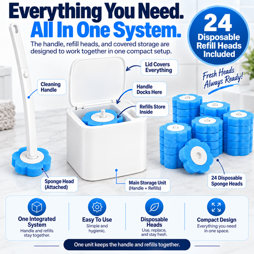 Disposable Toilet Brush + 24 Refills