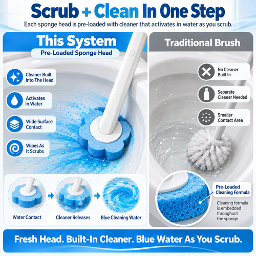 Disposable Toilet Brush + 24 Refills