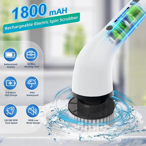 Cordless Electric Spin Scrubber: The Motor Does the Scrubbing