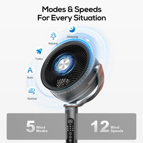Modern Standing Bedroom Fan, 85ft Air Circulator