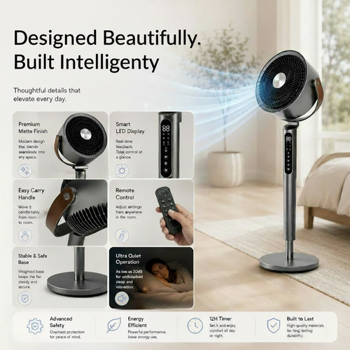 Modern Standing Bedroom Fan, 85ft Air Circulator