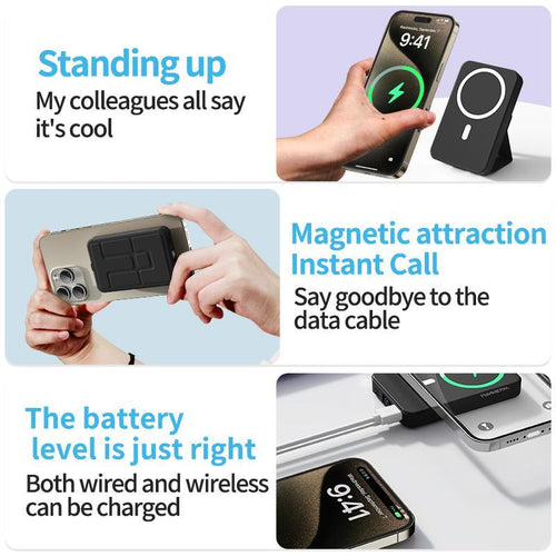 Magnetic Power Bank: All-Day Charge & Desk Stand